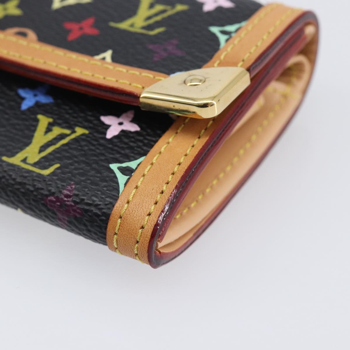 LOUIS VUITTON Monogram Multicolor Porte Monnaie Pla Black M92656 LV Auth LN255V