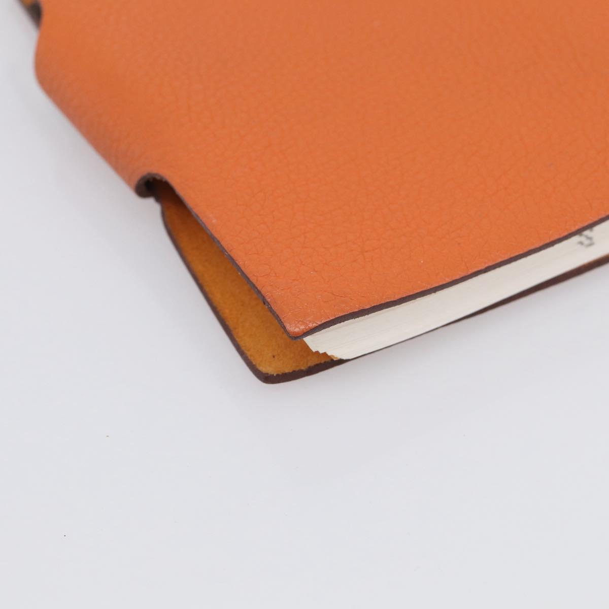 HERMES Yuris PM Day Planner Cover Leather Orange Silver Auth LN263