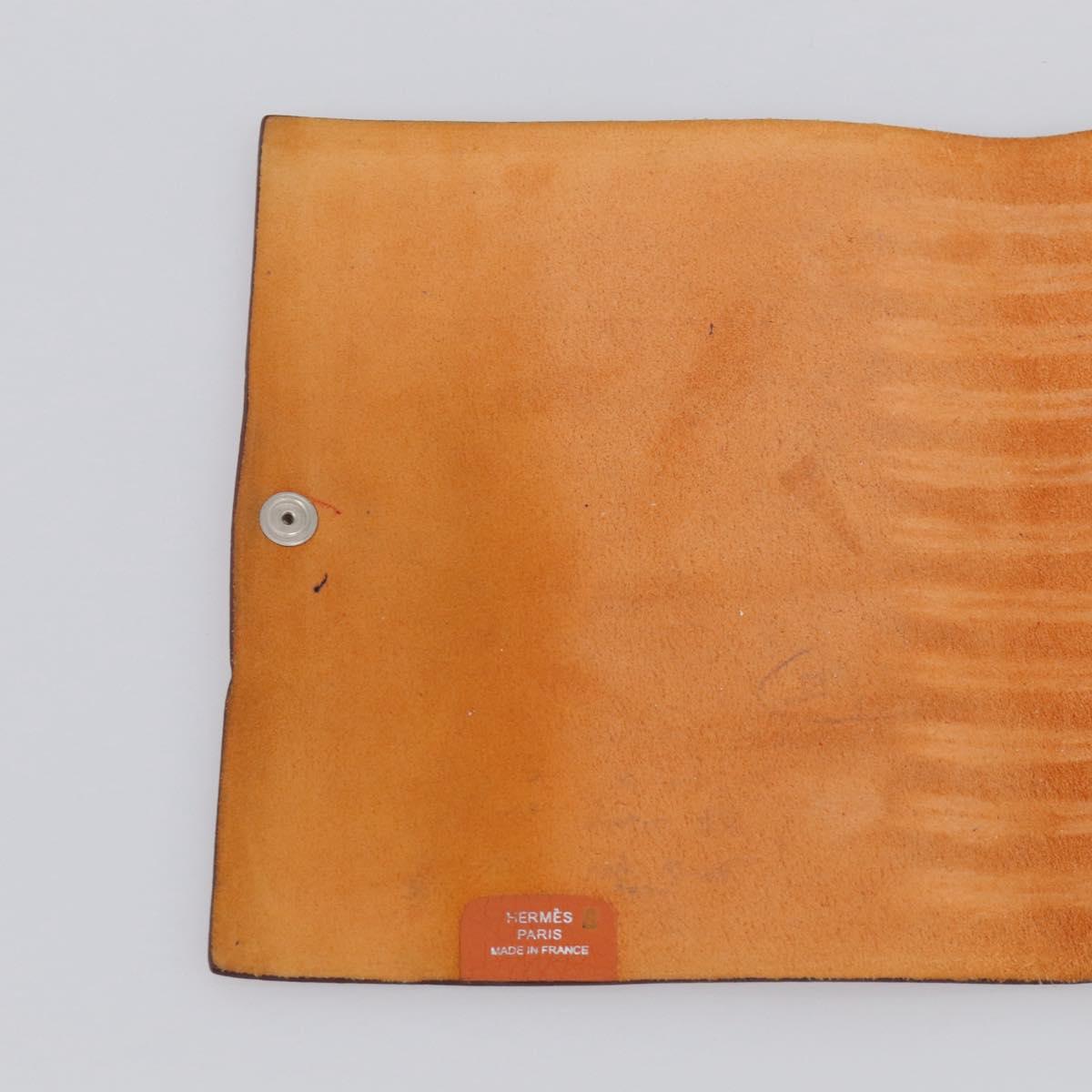HERMES Yuris PM Day Planner Cover Leather Orange Silver Auth LN263