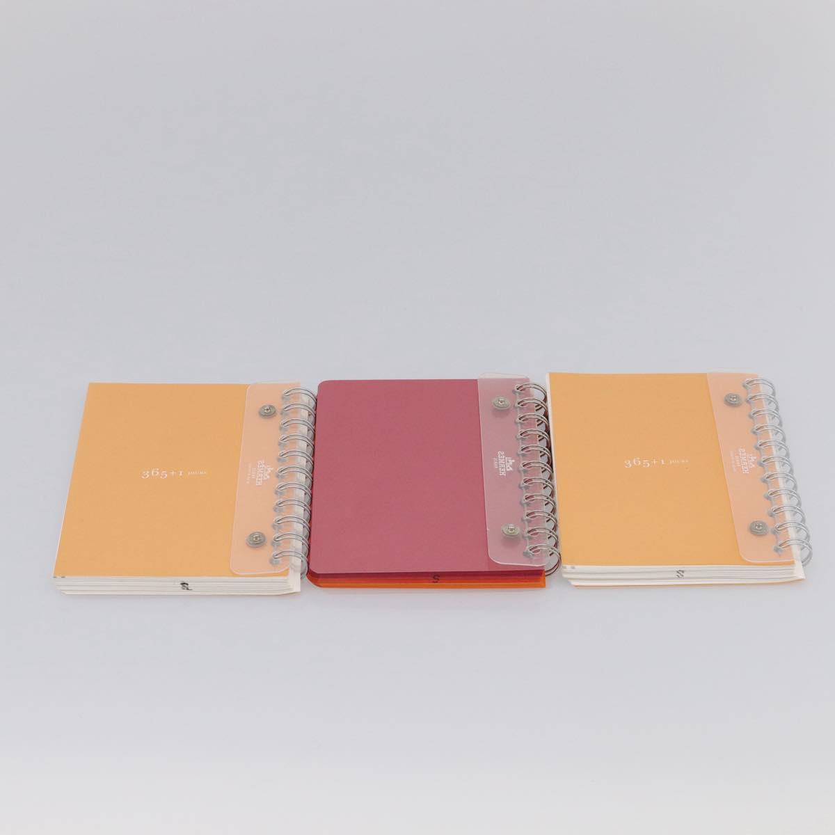 HERMES Yuris PM Day Planner Cover Leather Orange Silver Auth LN263