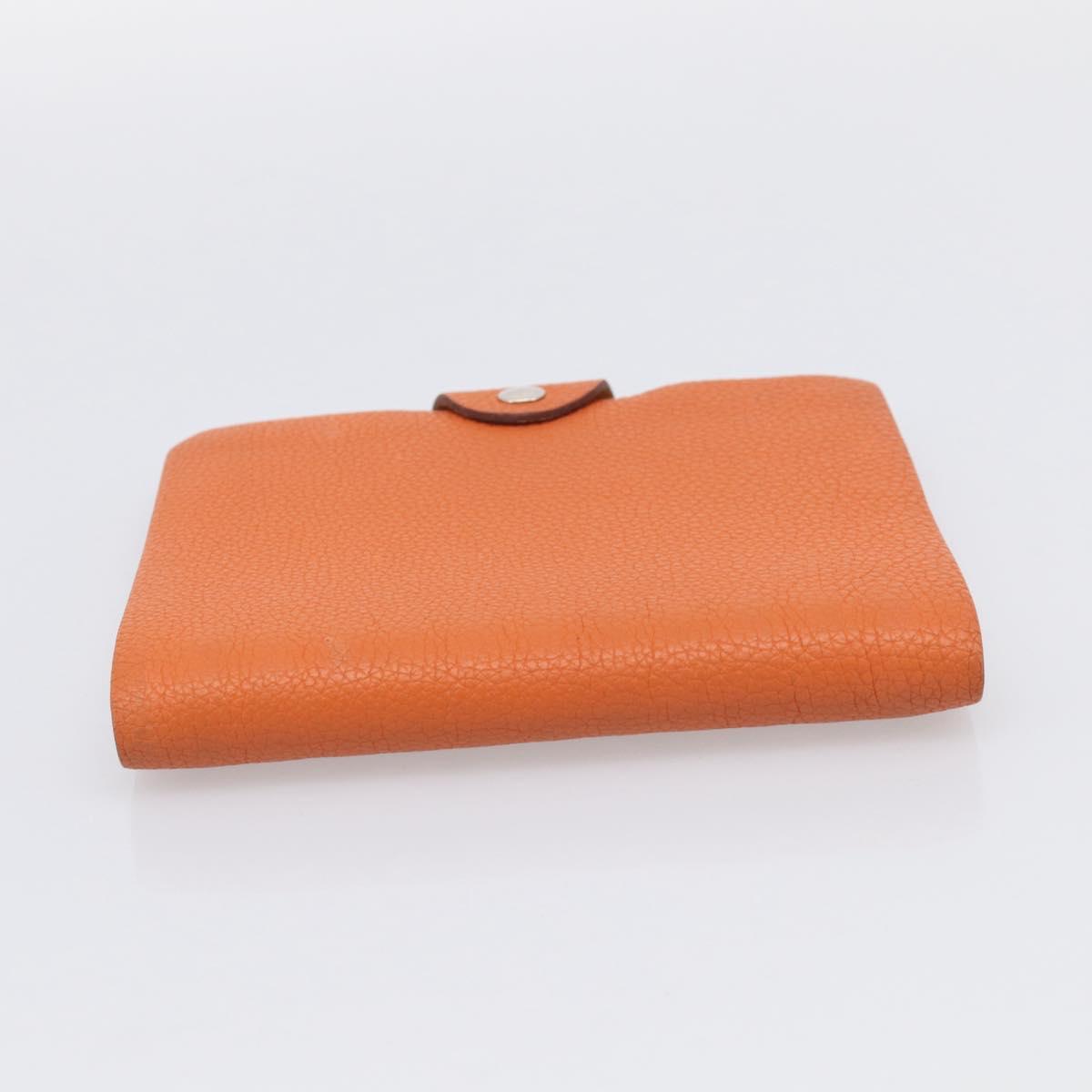 HERMES Yuris PM Day Planner Cover Leather Orange Silver Auth LN263