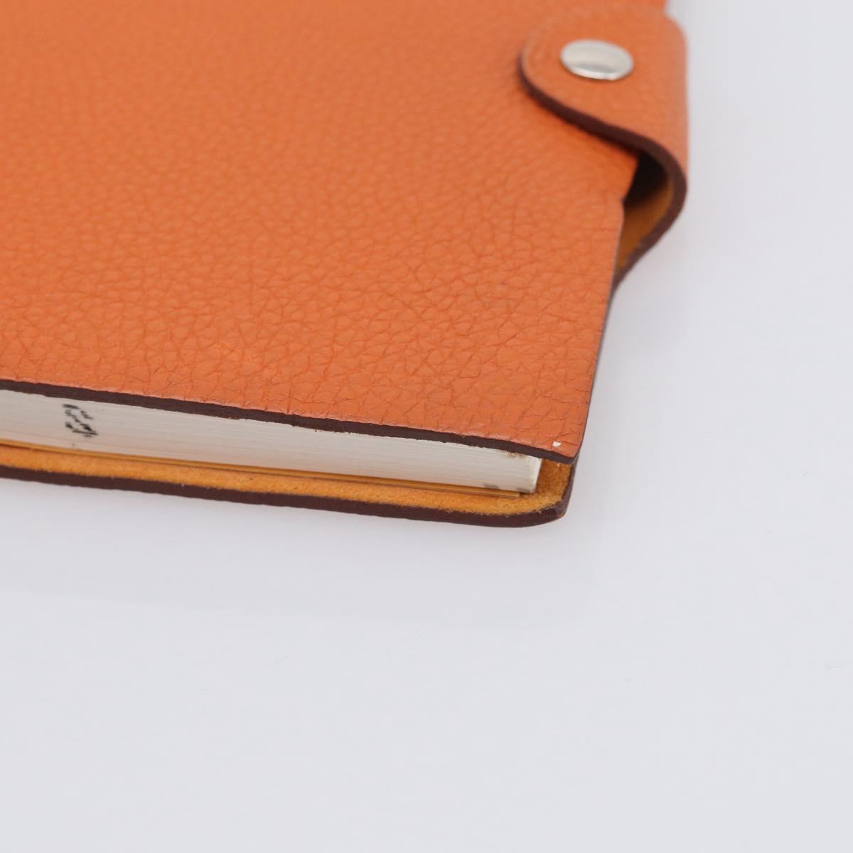 HERMES Yuris PM Day Planner Cover Leather Orange Silver Auth LN263