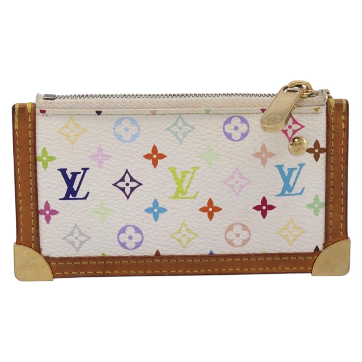LOUIS VUITTON Monogram Multicolor Pochette Cles Purse White M92655 LV Auth LN266