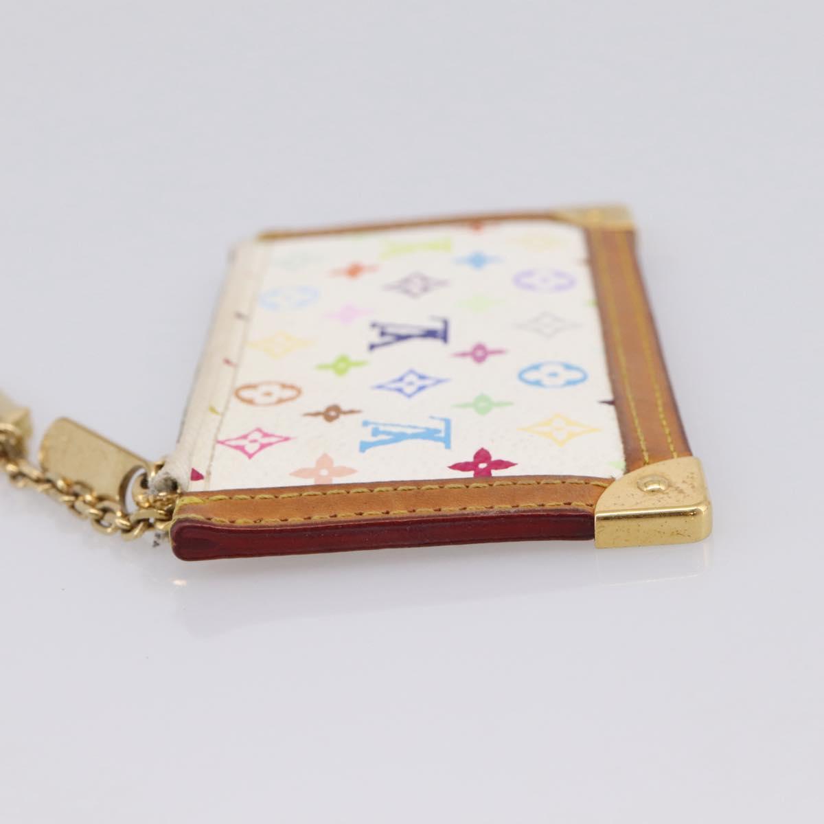 LOUIS VUITTON Monogram Multicolor Pochette Cles Purse White M92655 LV Auth LN266