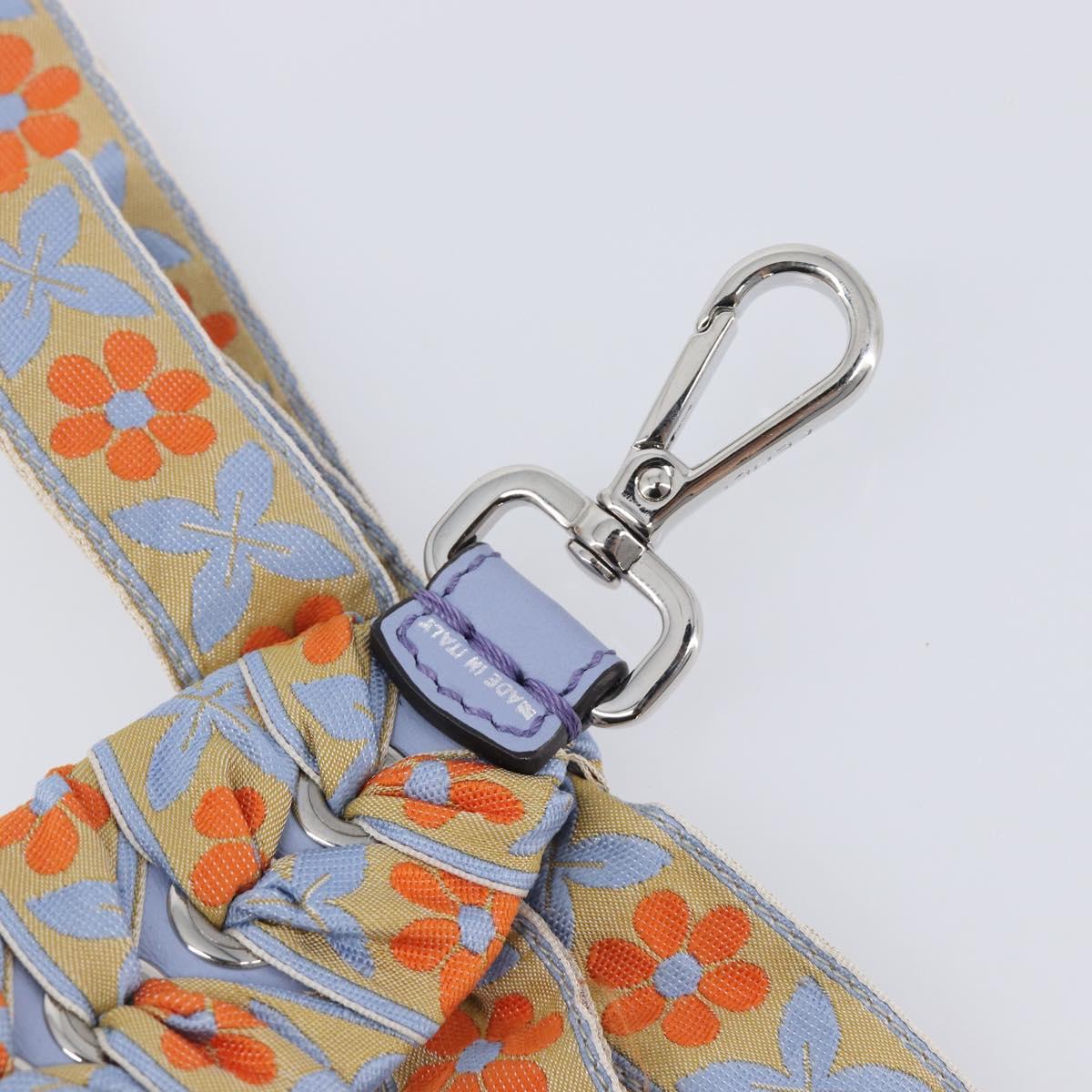 FENDI Shoulder Strap Leather 35.4"" Light Blue Silver Auth LN268V