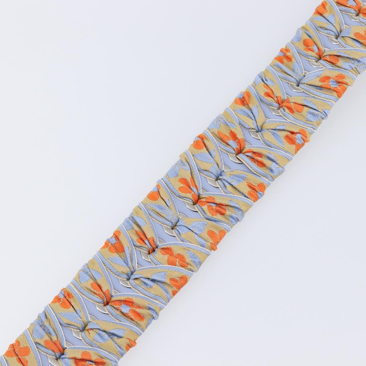 FENDI Shoulder Strap Leather 35.4"" Light Blue Silver Auth LN268V
