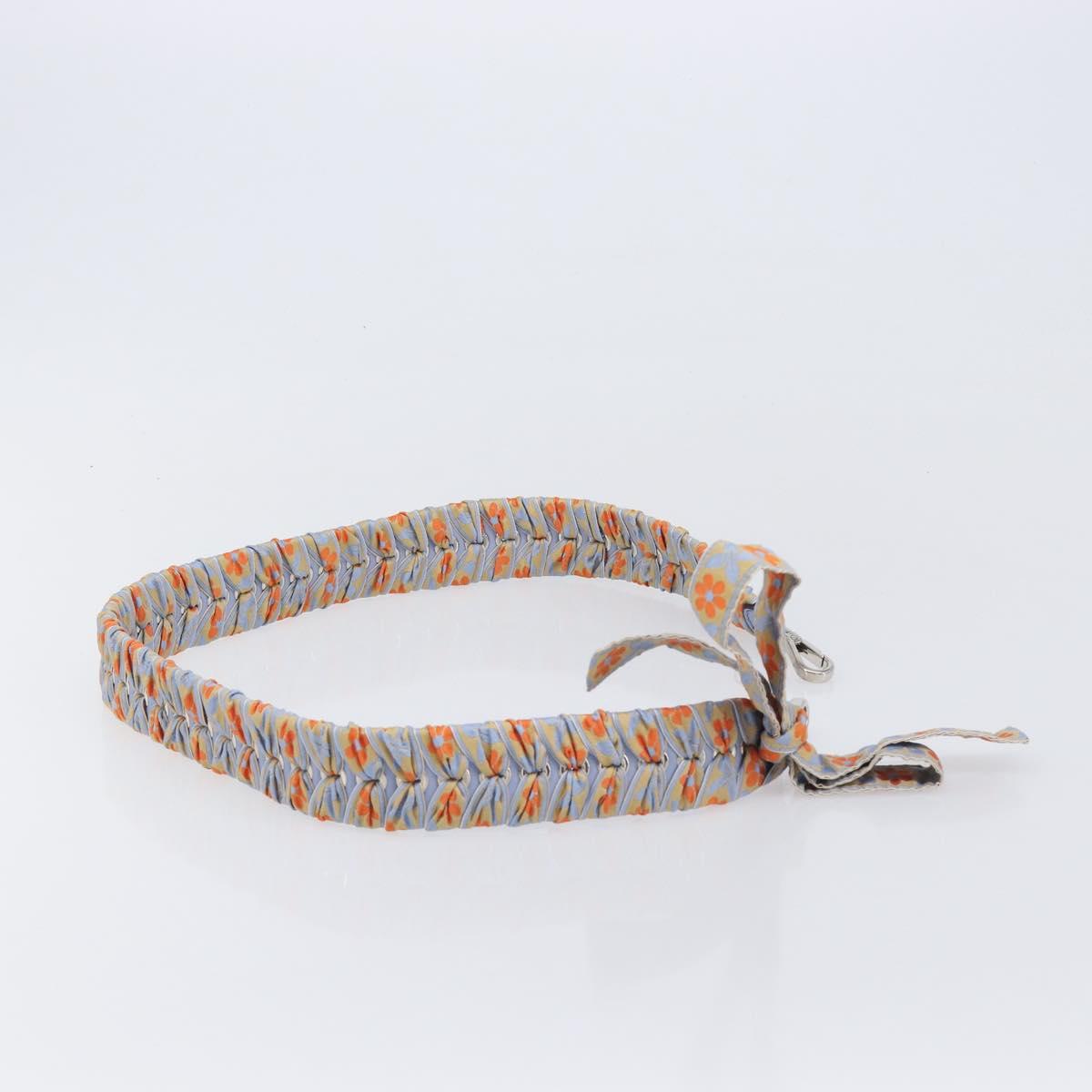 FENDI Shoulder Strap Leather 35.4"" Light Blue Silver Auth LN268V