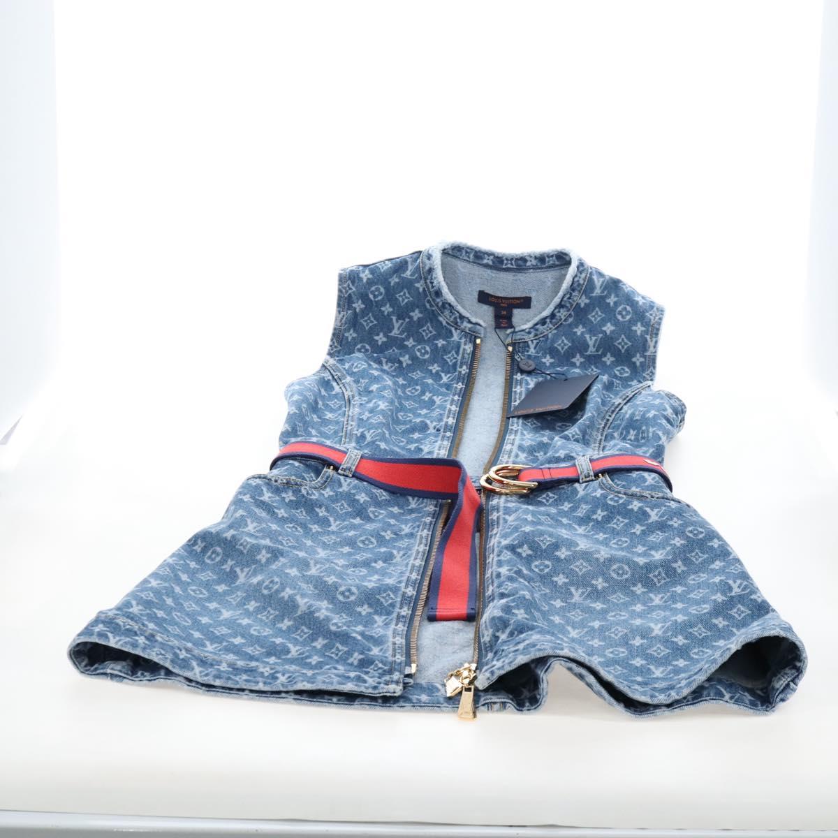 LOUIS VUITTON Monogram Denim Dress 34 Blue LV Auth LN271M