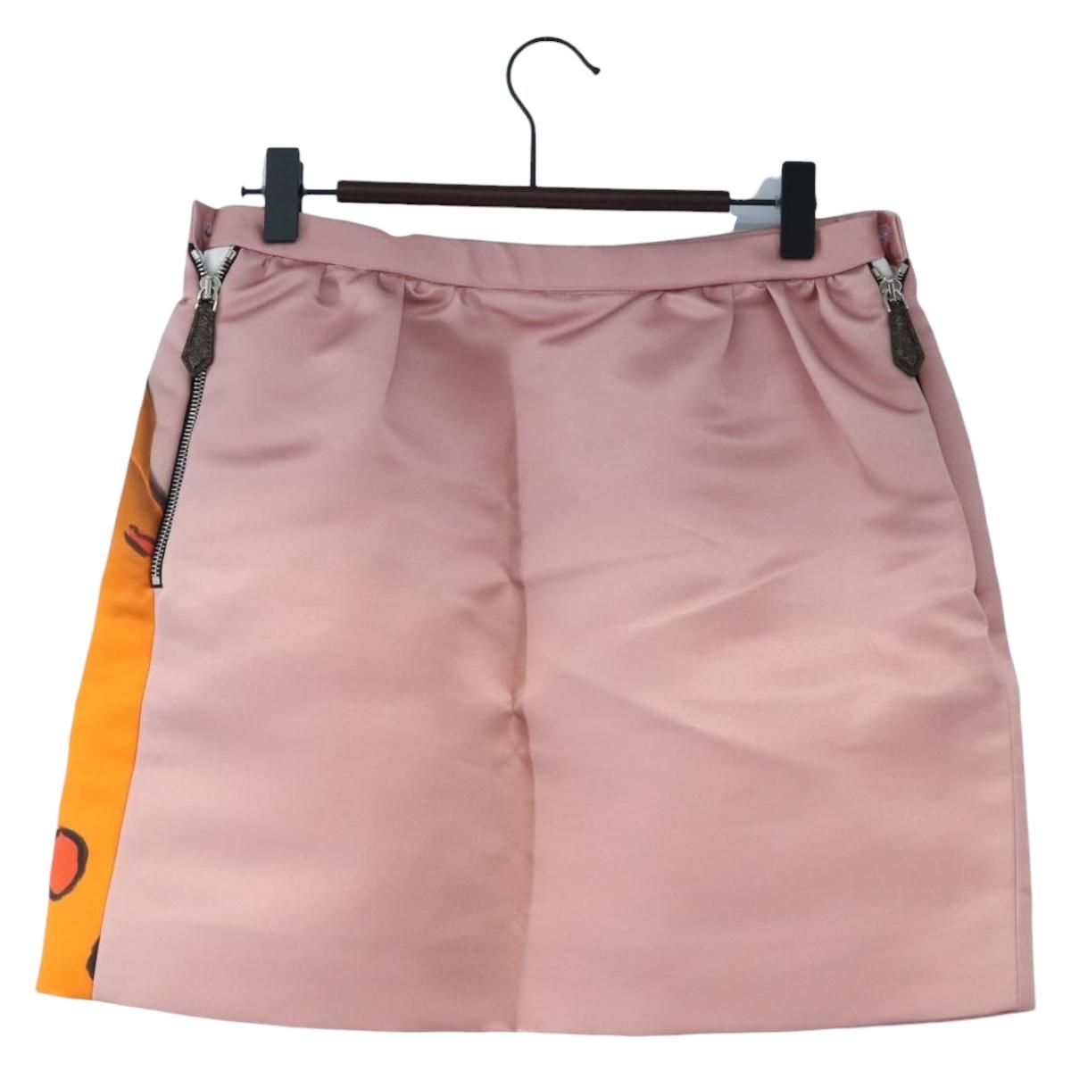 LOUIS VUITTON Skirt Silk Sun Yitian Collaboration 36 Pink LV Auth LN272M
