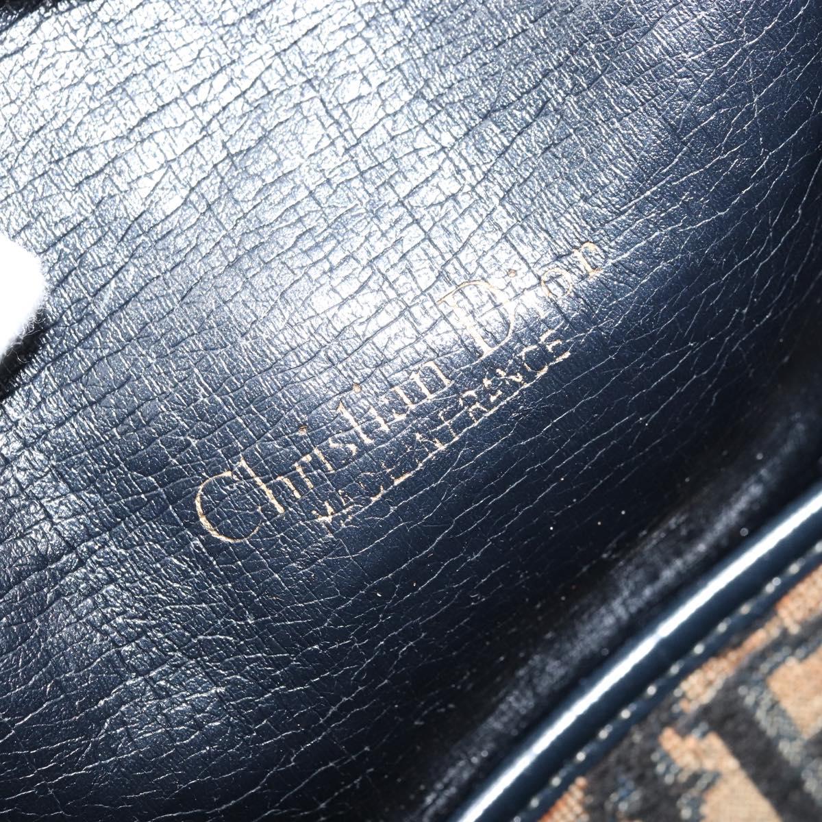 Christian Dior Trotter Canvas Hand Bag Navy Gold Auth LNZ006