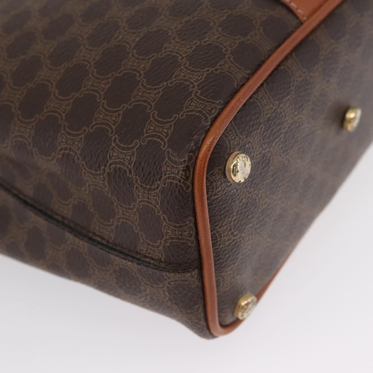CELINE Macadam Canvas Shoulder Bag PVC Leather Brown Gold Auth LNZ020A