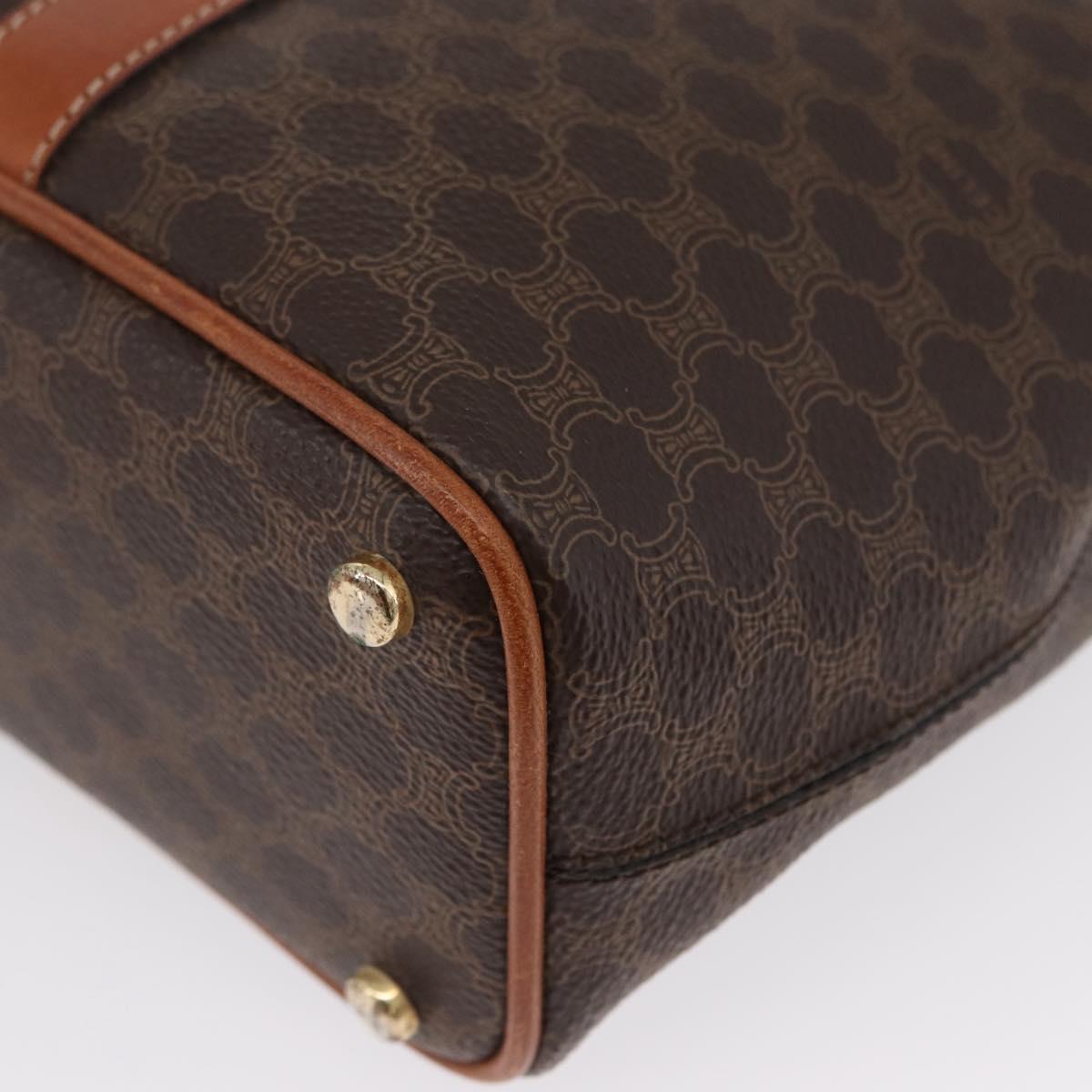 CELINE Macadam Canvas Shoulder Bag PVC Leather Brown Gold Auth LNZ020A