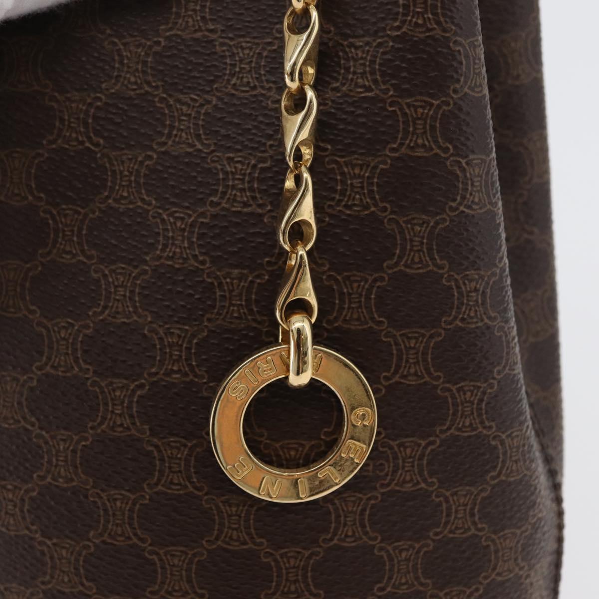 CELINE Macadam Canvas Shoulder Bag PVC Leather Brown Gold Auth LNZ020A