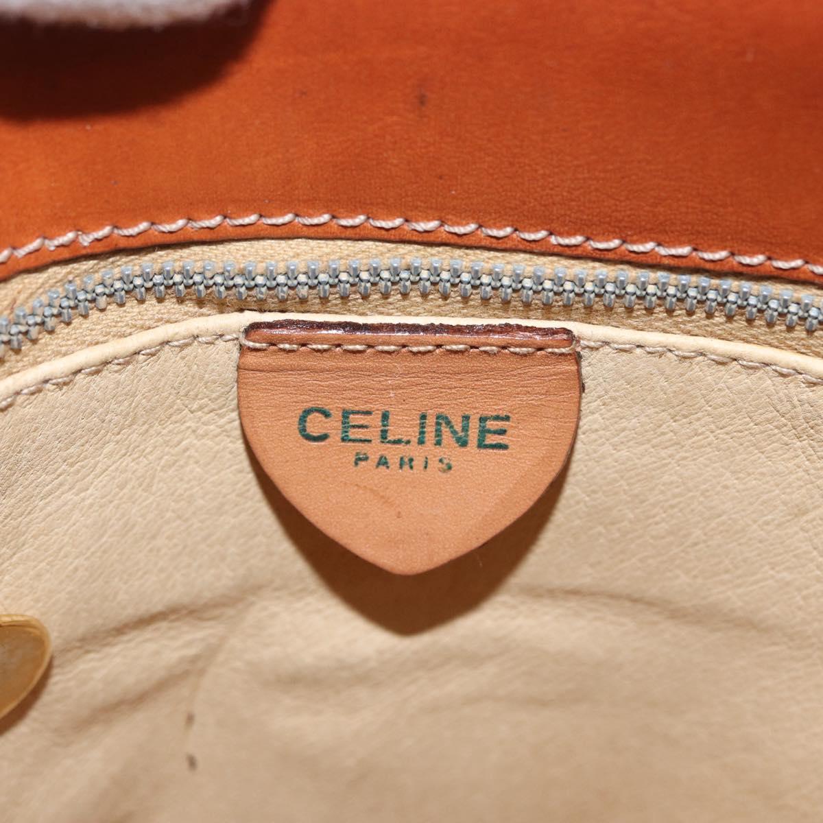 CELINE Macadam Canvas Shoulder Bag PVC Leather Brown Gold Auth LNZ020A