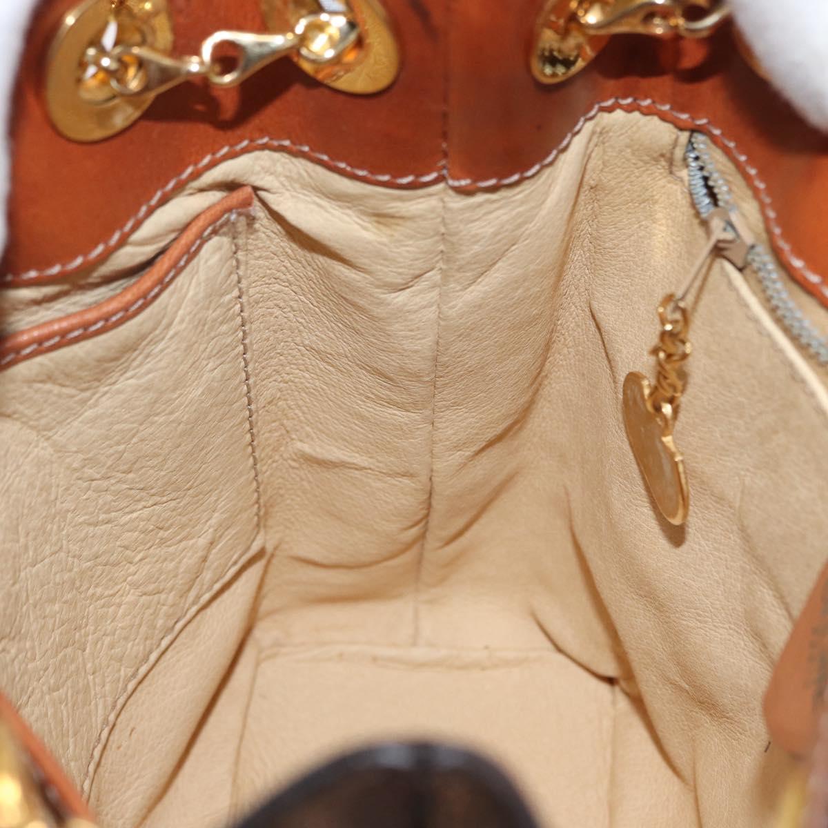 CELINE Macadam Canvas Shoulder Bag PVC Leather Brown Gold Auth LNZ020A