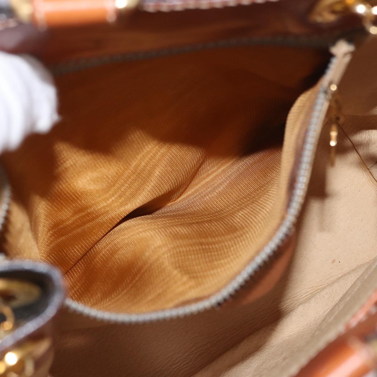 CELINE Macadam Canvas Shoulder Bag PVC Leather Brown Gold Auth LNZ020A