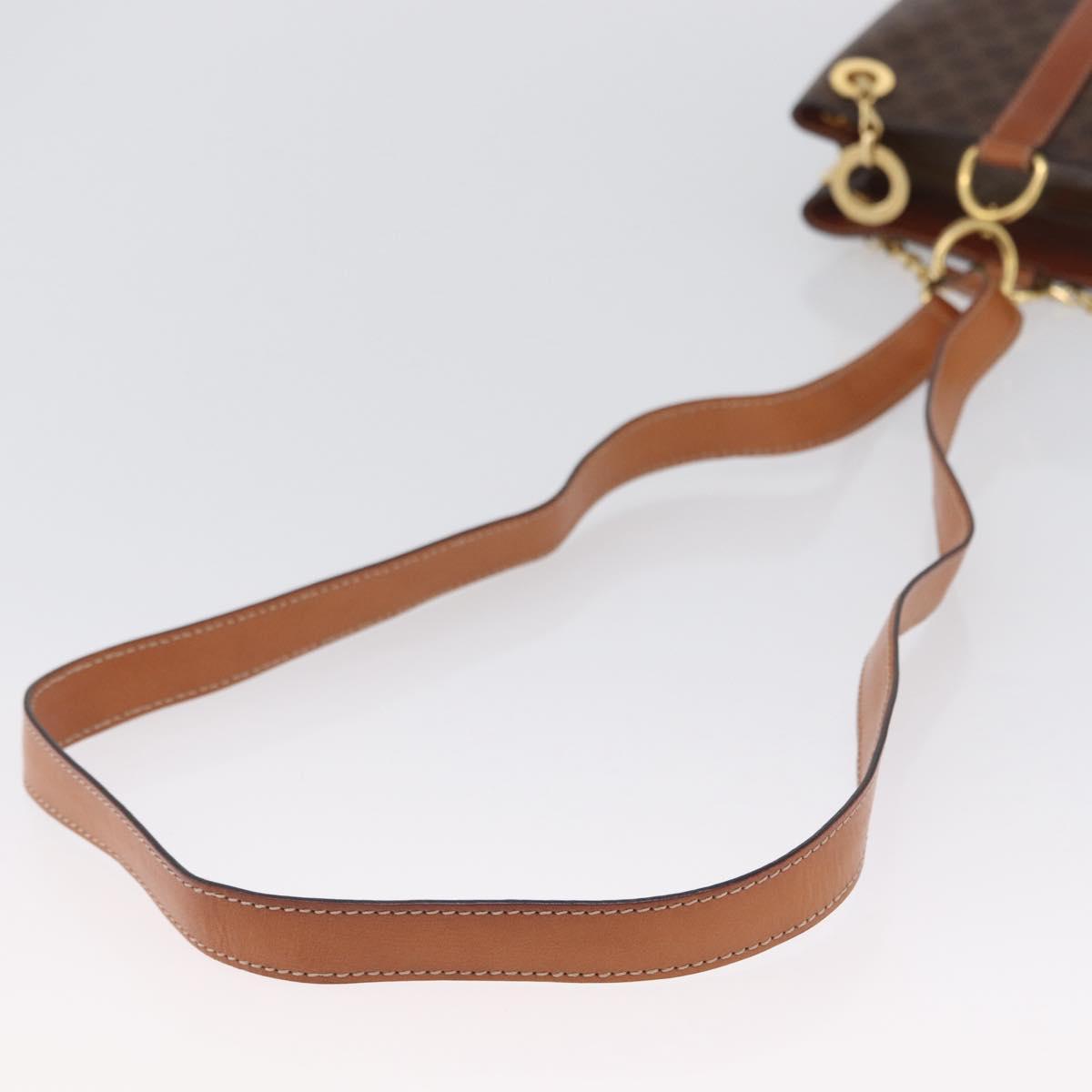 CELINE Macadam Canvas Shoulder Bag PVC Leather Brown Gold Auth LNZ020A