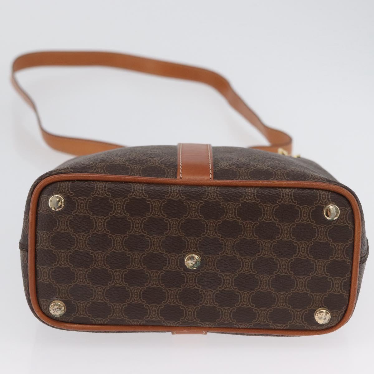 CELINE Macadam Canvas Shoulder Bag PVC Leather Brown Gold Auth LNZ020A
