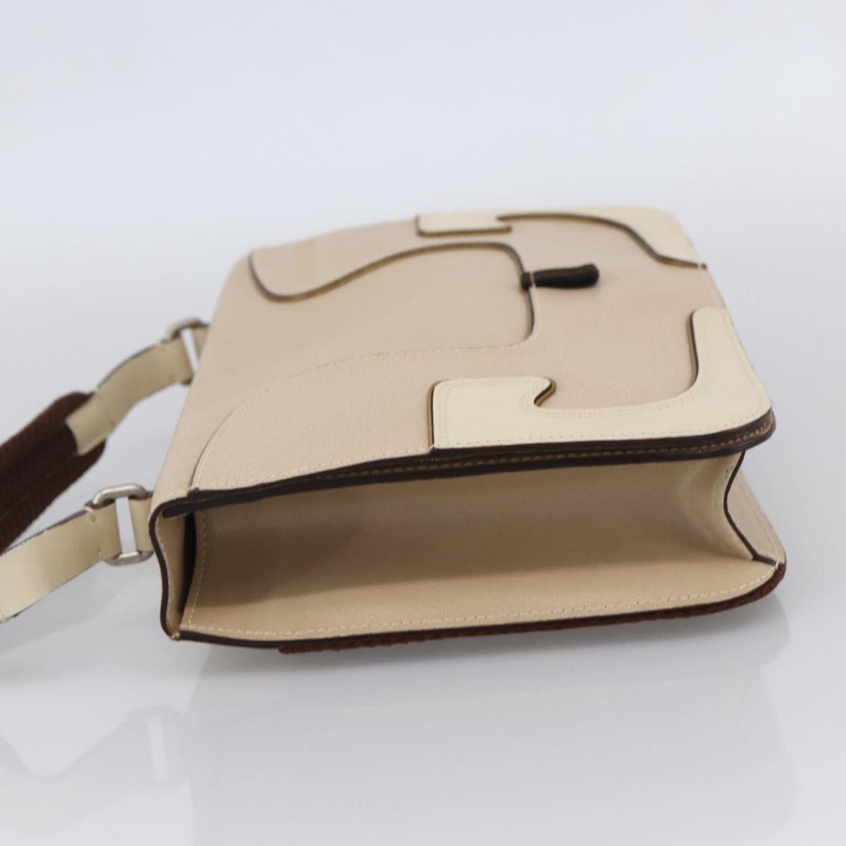 Miu Miu Hand Bag Leather Beige Silver Auth LNZ021