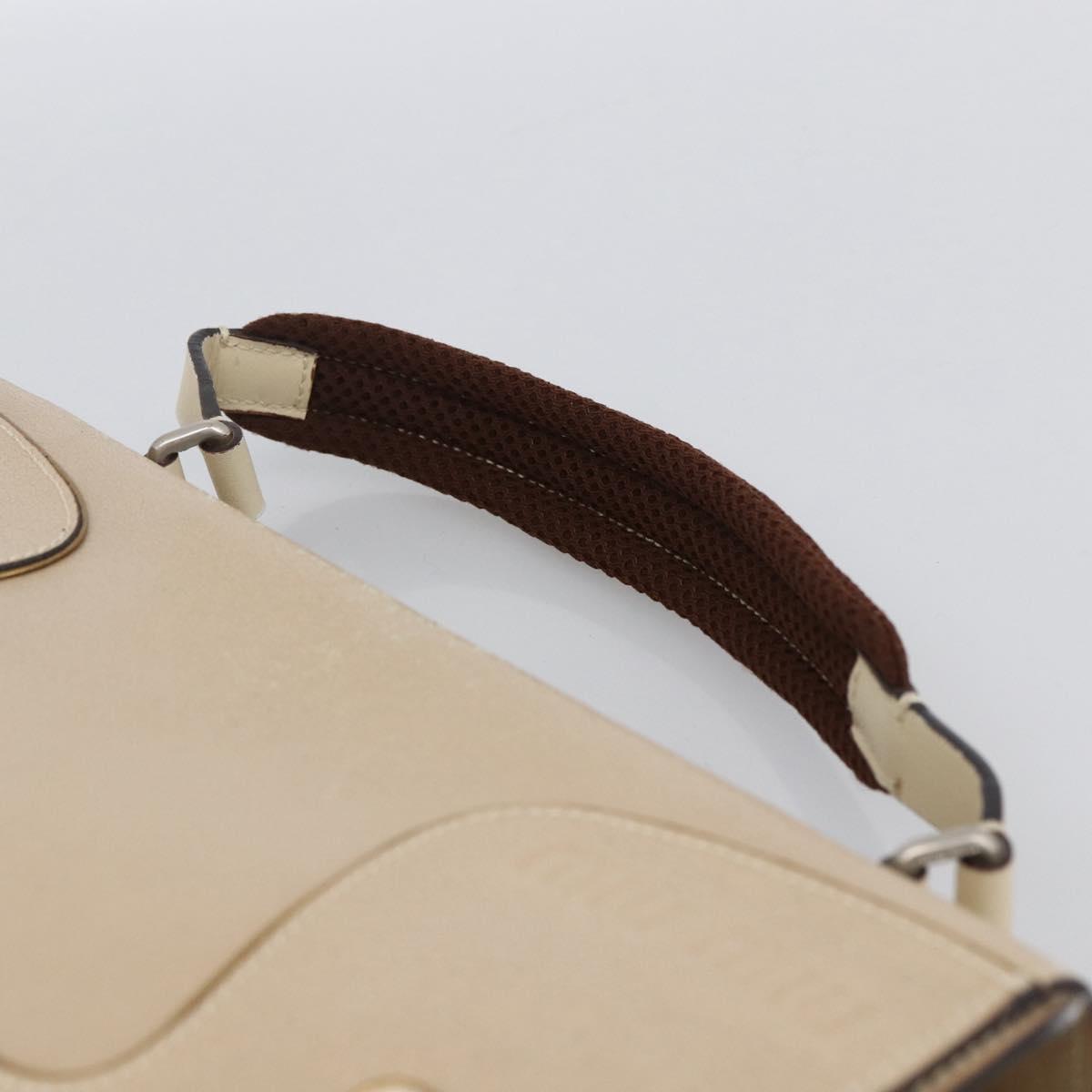 Miu Miu Hand Bag Leather Beige Silver Auth LNZ021