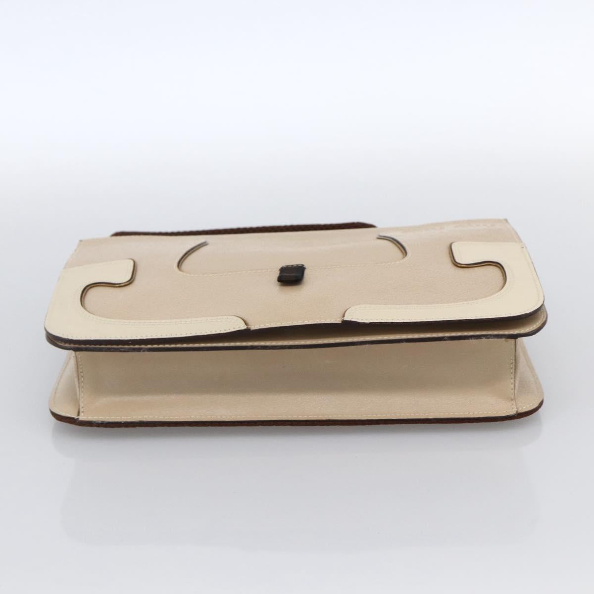 Miu Miu Hand Bag Leather Beige Silver Auth LNZ021