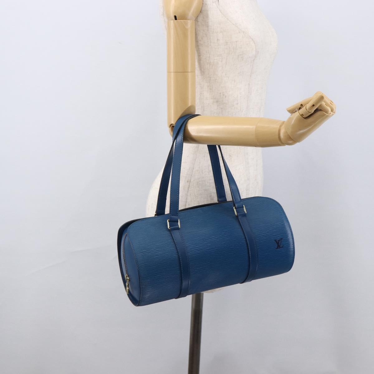 LOUIS VUITTON Epi Soufflot Hand Bag Blue M52225 LV Auth LNZ026