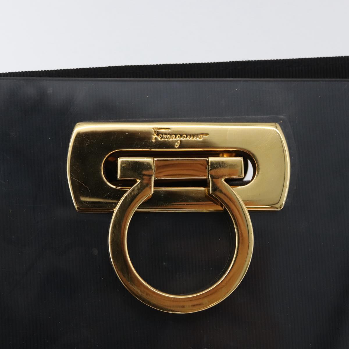 Salvatore Ferragamo Gancini Chain Bag plastic 2way Clear Gold Auth LNZ028
