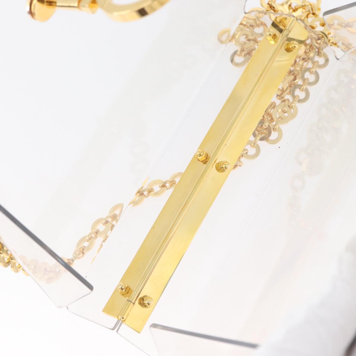 Salvatore Ferragamo Gancini Chain Bag plastic 2way Clear Gold Auth LNZ028