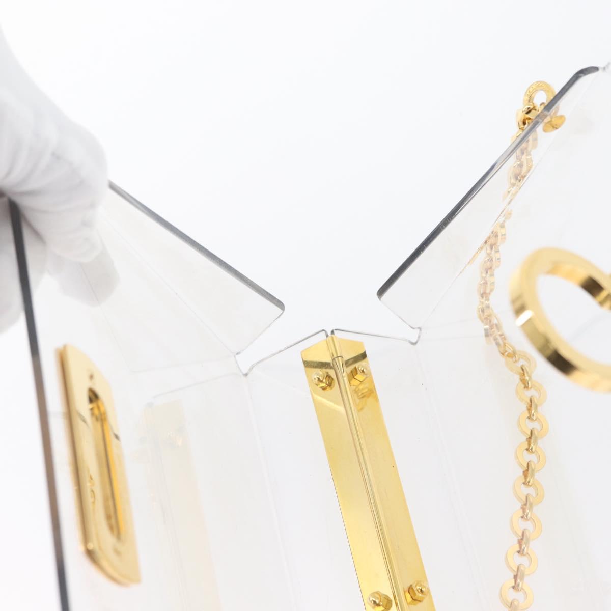 Salvatore Ferragamo Gancini Chain Bag plastic 2way Clear Gold Auth LNZ028