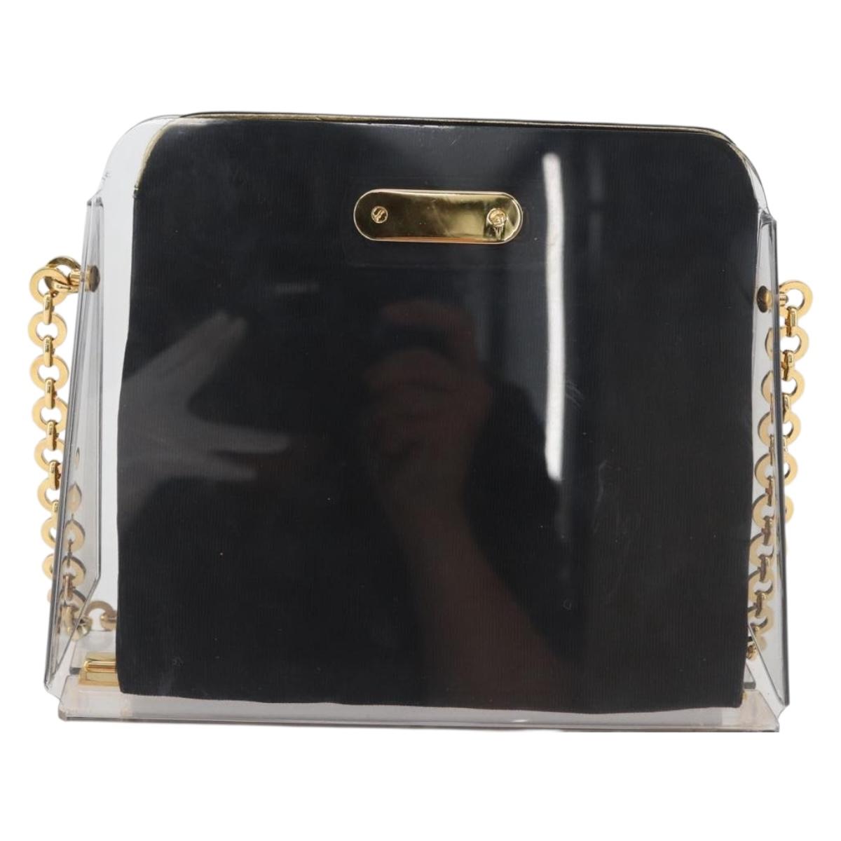 Salvatore Ferragamo Gancini Chain Bag plastic 2way Clear Gold Auth LNZ028