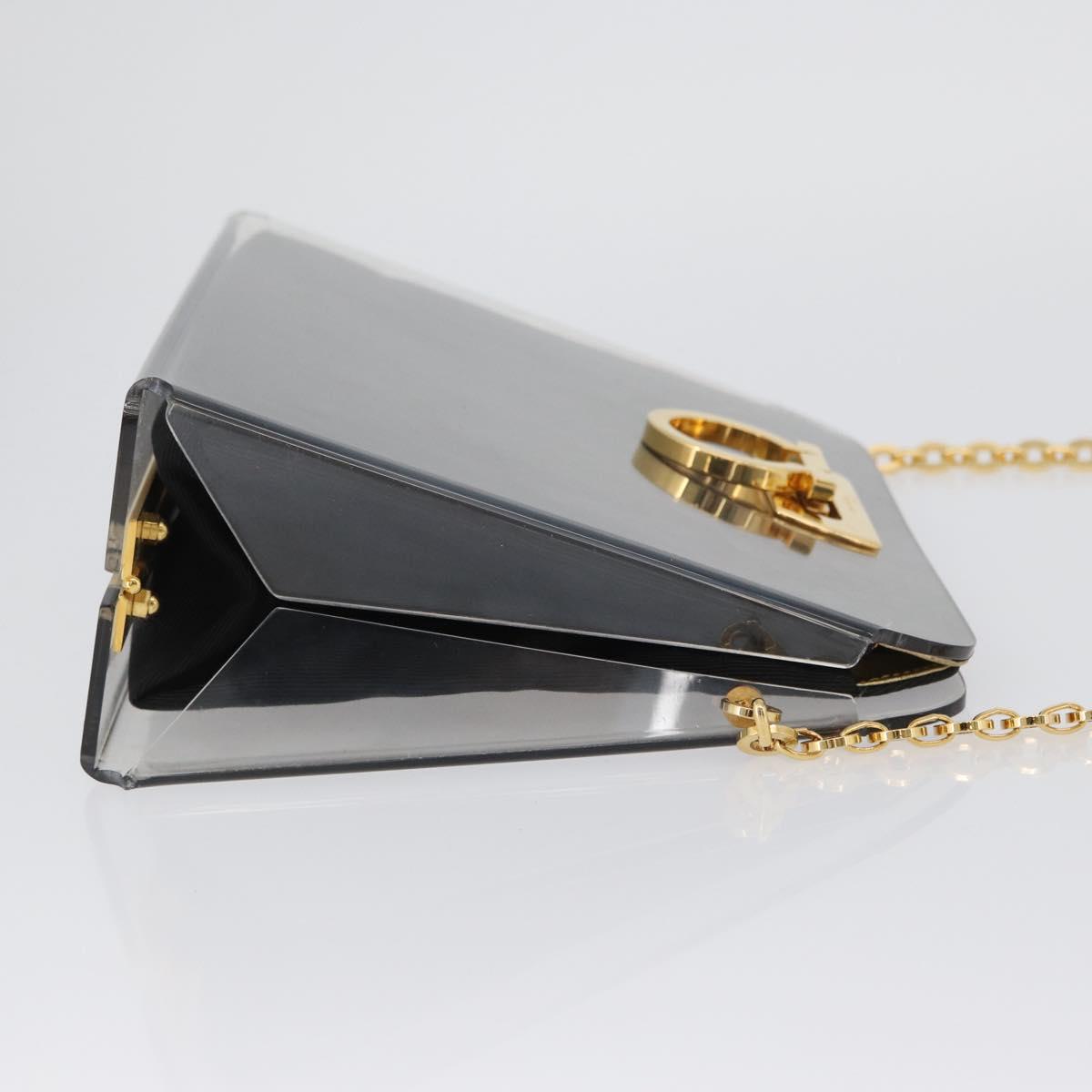 Salvatore Ferragamo Gancini Chain Bag plastic 2way Clear Gold Auth LNZ028