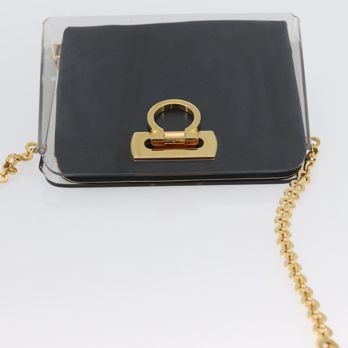 Salvatore Ferragamo Gancini Chain Bag plastic 2way Clear Gold Auth LNZ028