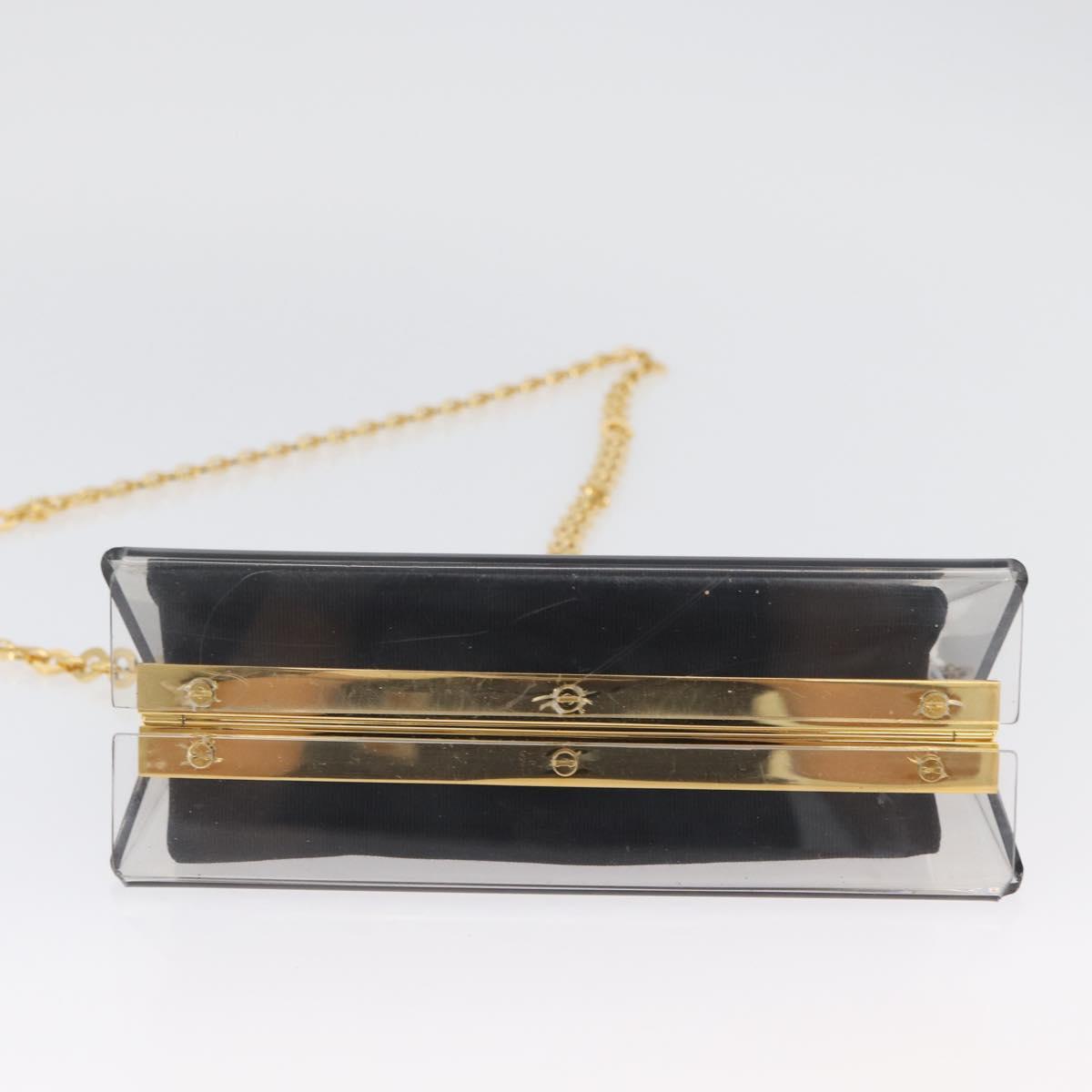 Salvatore Ferragamo Gancini Chain Bag plastic 2way Clear Gold Auth LNZ028