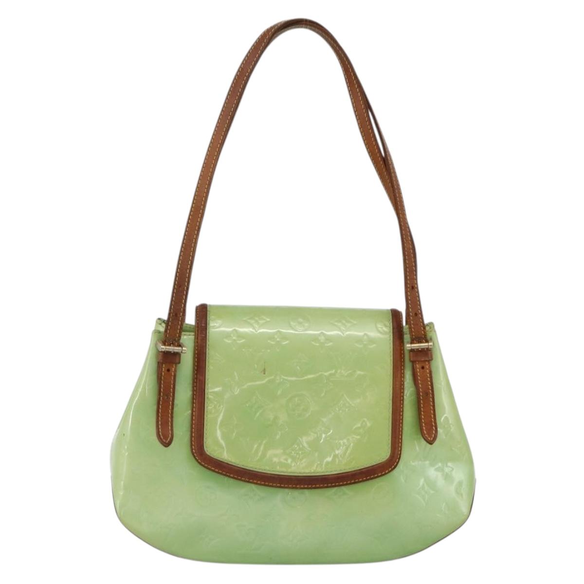 LOUIS VUITTON Vernis Biscayne Bay GM Shoulder Bag Peppermint M91285 Auth LNZ031