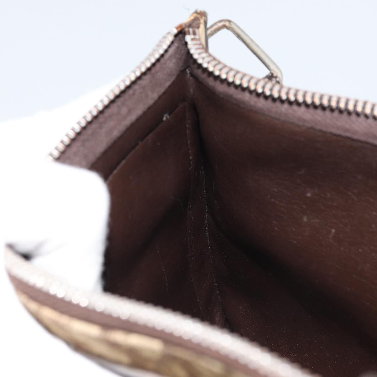 Christian Dior Trotter Canvas Shoulder Bag Beige Auth LNZ041