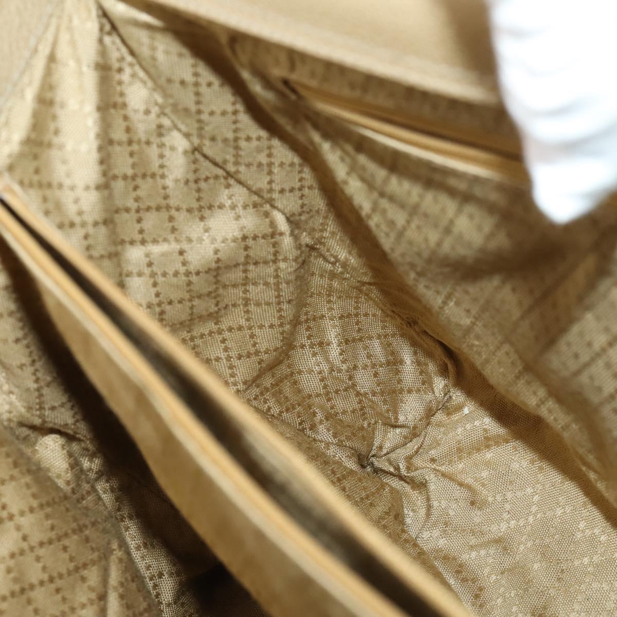 GUCCI Bamboo Hand Bag Suede 2way Beige Gold Auth LNZ043
