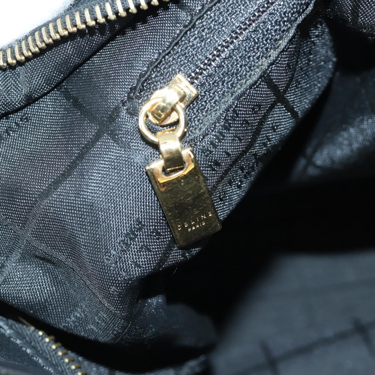 CELINE Hand Bag Leather 2way Black Gold Auth LNZ047V