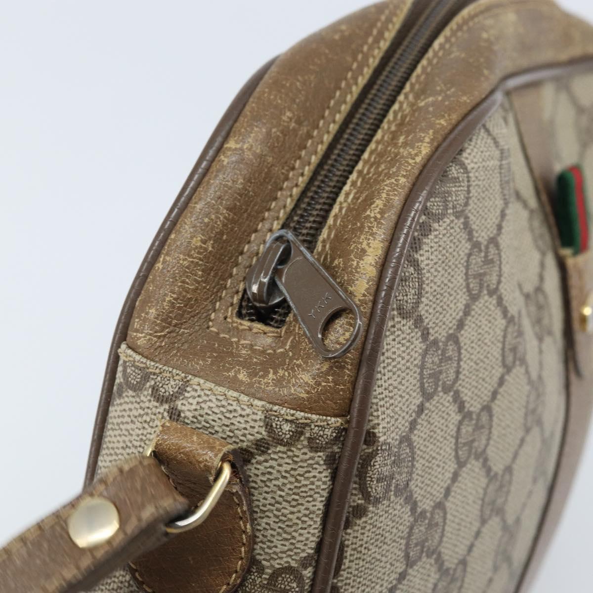 GUCCI GG Supreme Web Sherry Line Clutch Bag PVC Beige Gold 89 01 034 Auth LNZ056