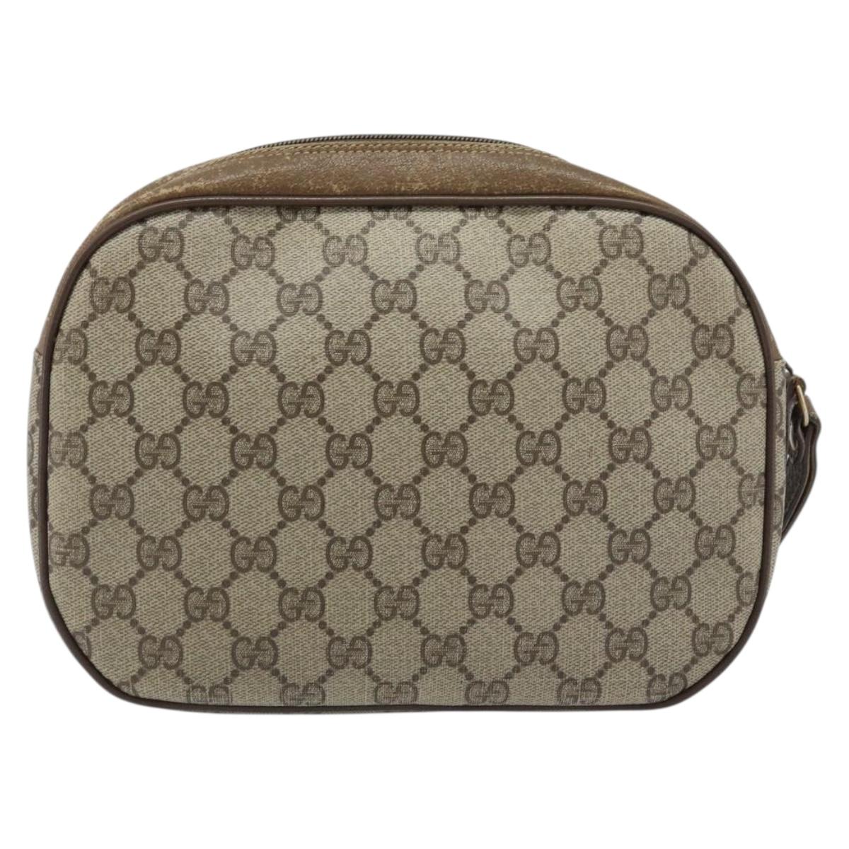 GUCCI GG Supreme Web Sherry Line Clutch Bag PVC Beige Gold 89 01 034 Auth LNZ056