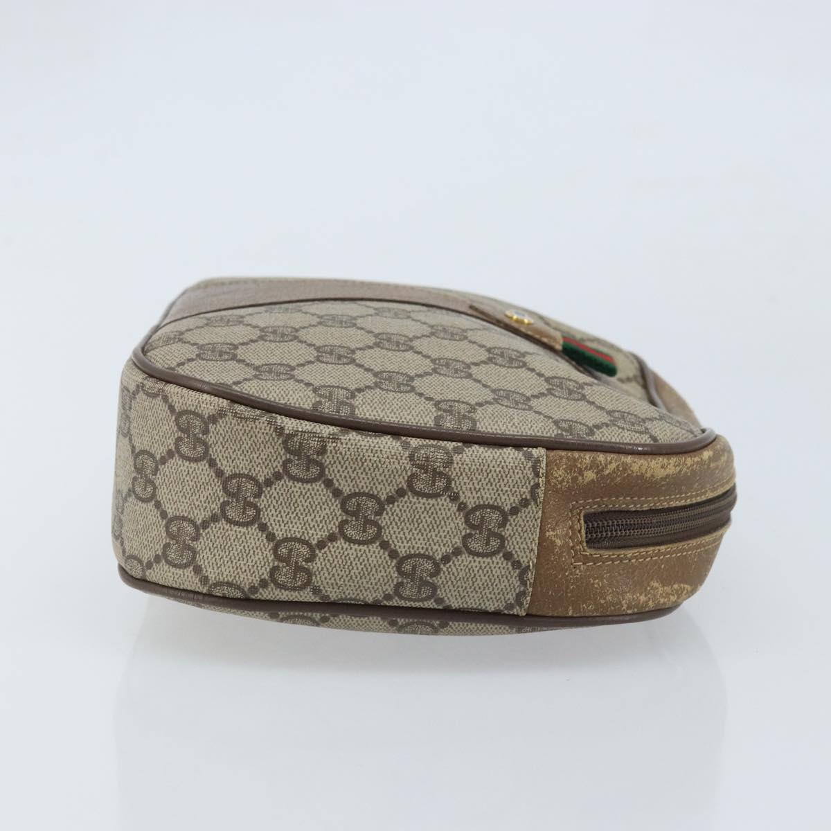 GUCCI GG Supreme Web Sherry Line Clutch Bag PVC Beige Gold 89 01 034 Auth LNZ056
