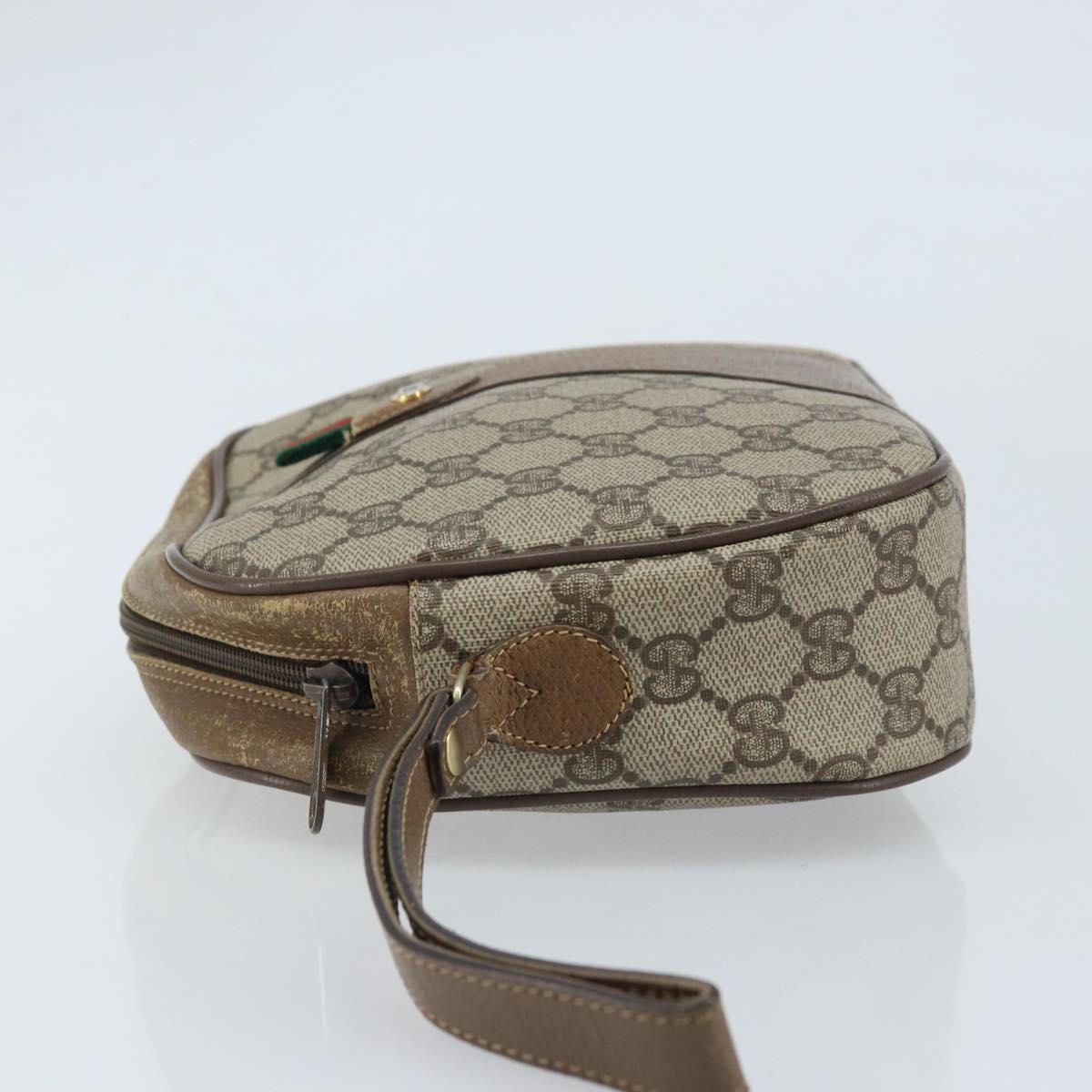 GUCCI GG Supreme Web Sherry Line Clutch Bag PVC Beige Gold 89 01 034 Auth LNZ056