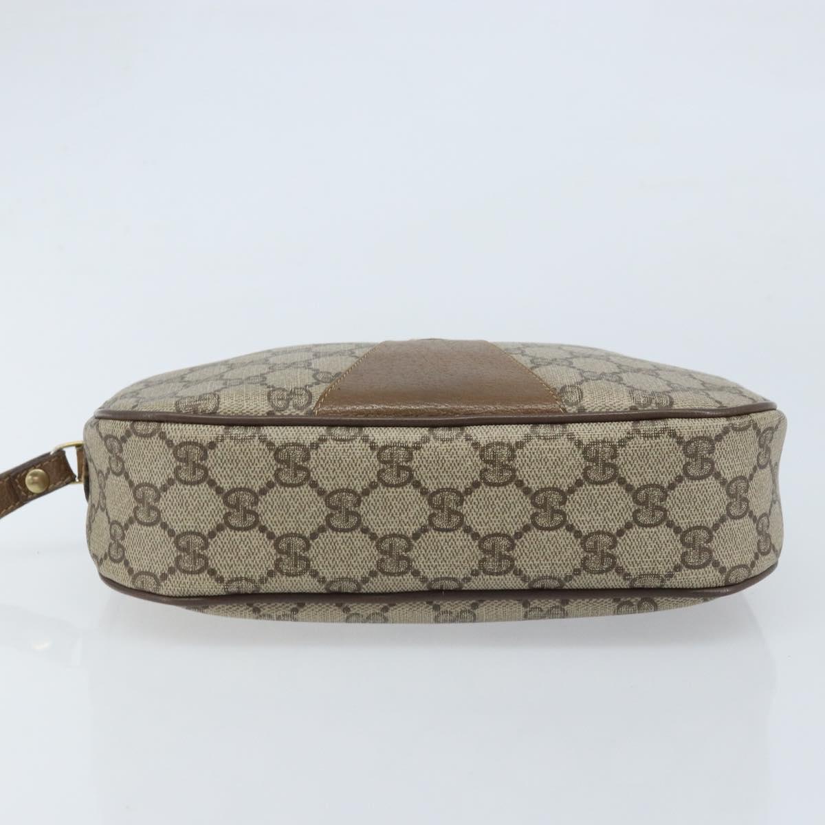 GUCCI GG Supreme Web Sherry Line Clutch Bag PVC Beige Gold 89 01 034 Auth LNZ056