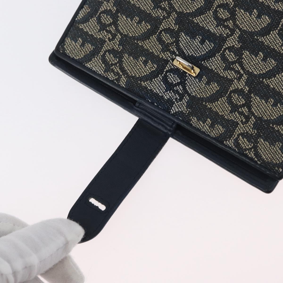 Christian Dior Trotter Canvas Day Planner Cover Navy Gold Auth LNZ057