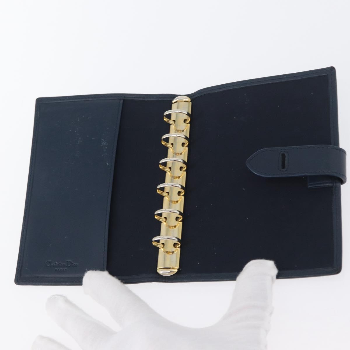 Christian Dior Trotter Canvas Day Planner Cover Navy Gold Auth LNZ057