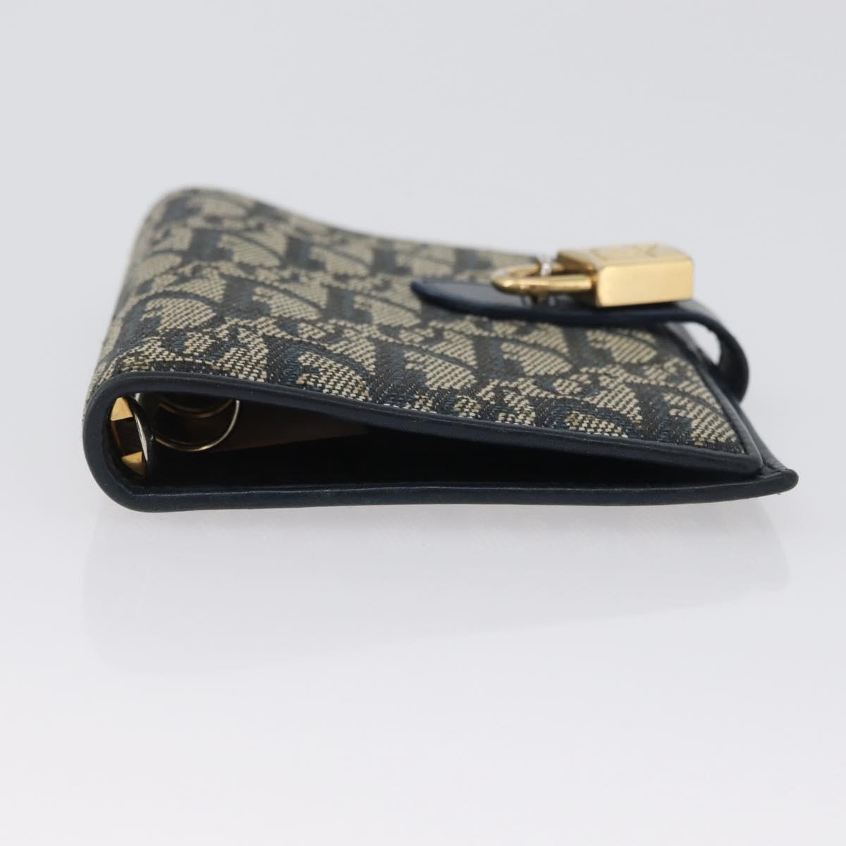 Christian Dior Trotter Canvas Day Planner Cover Navy Gold Auth LNZ057