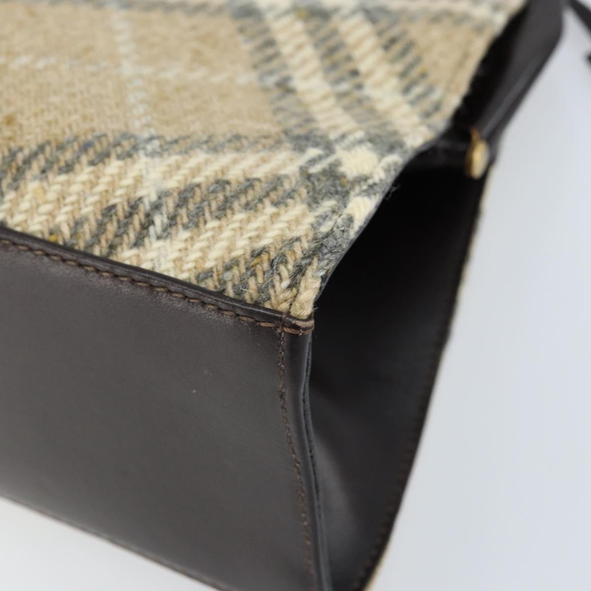 BURBERRY Nova Check Shoulder Bag Wool Beige Gold Auth LNZ061A