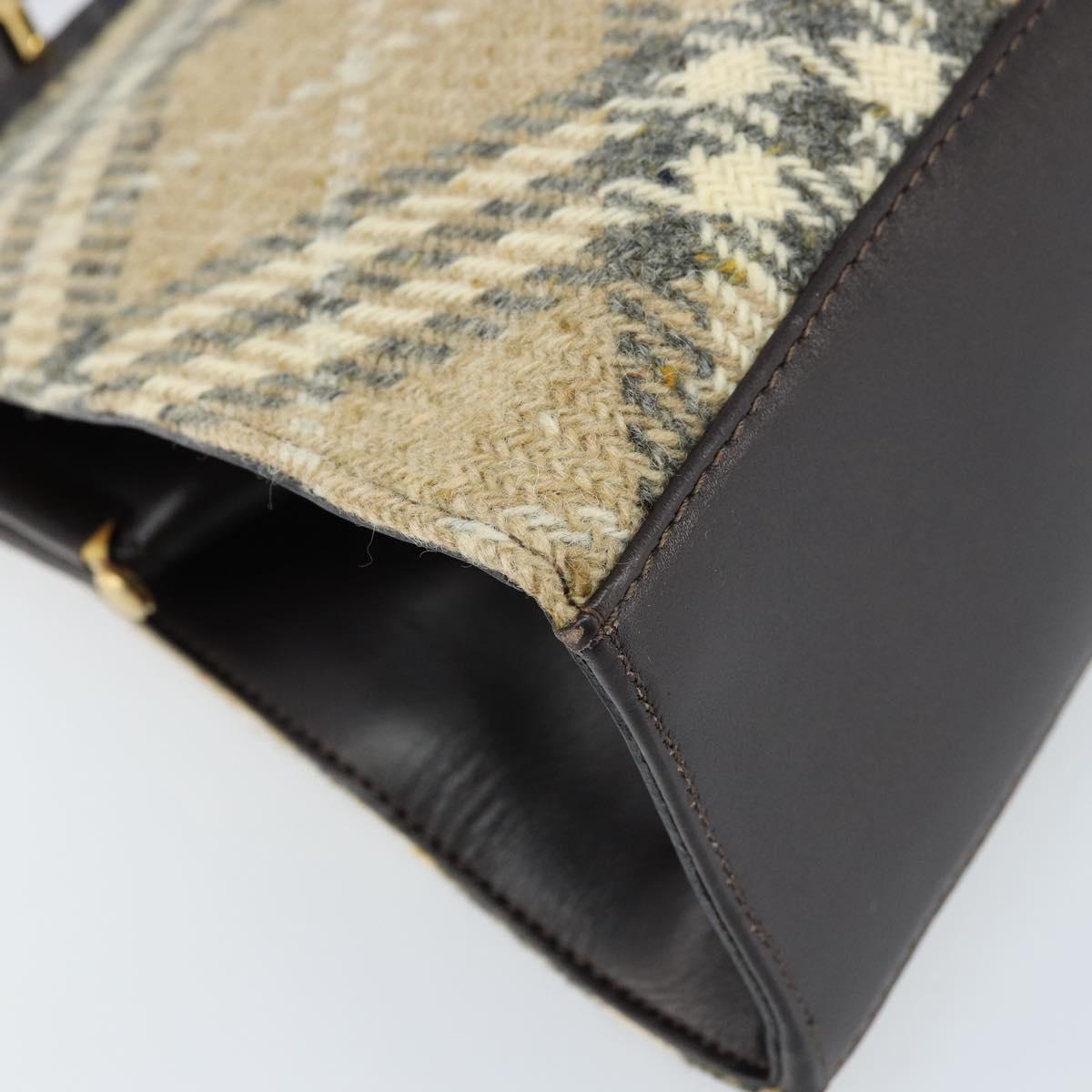 BURBERRY Nova Check Shoulder Bag Wool Beige Gold Auth LNZ061A