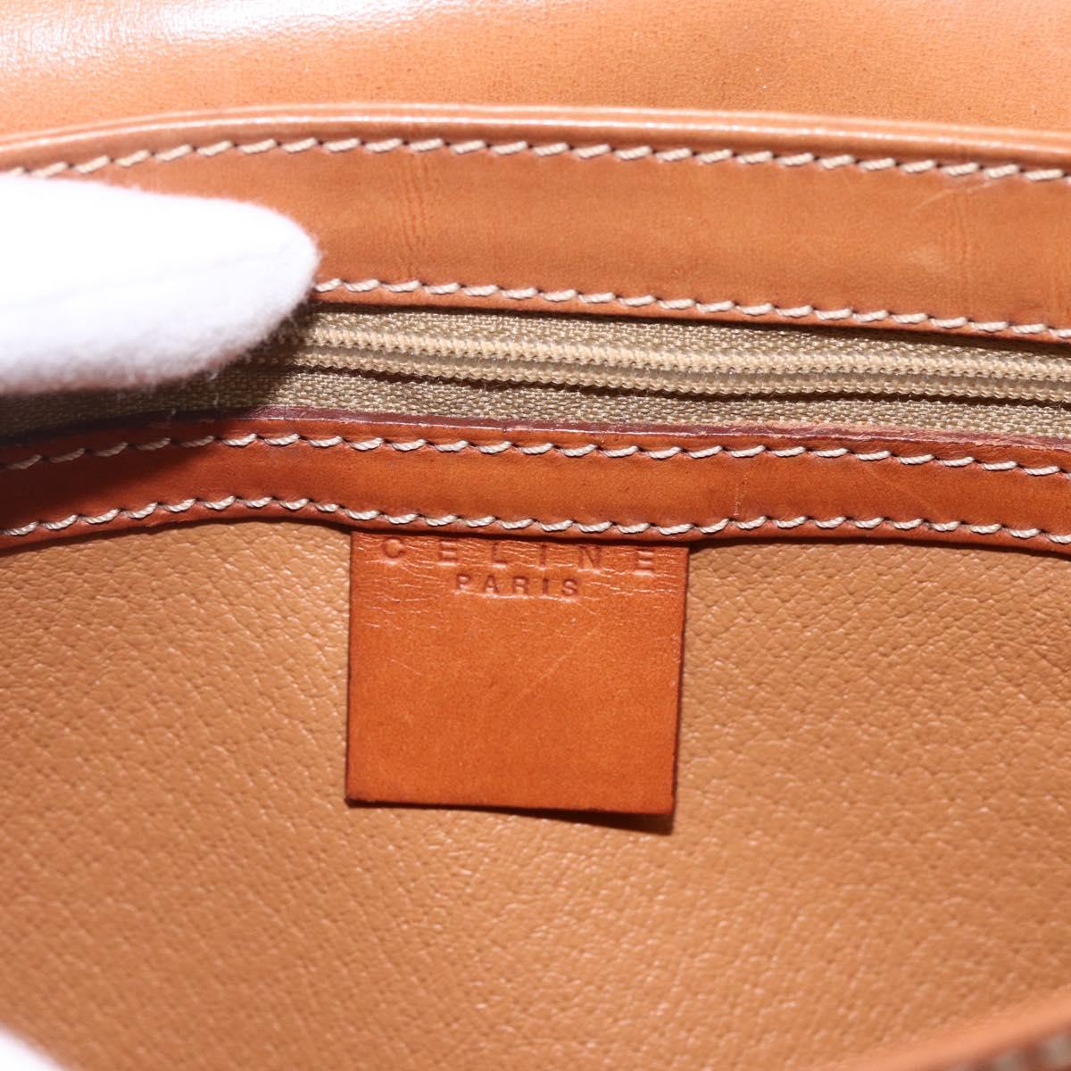 CELINE Macadam Canvas Shoulder Bag PVC Leather Brown Gold Auth LNZ062