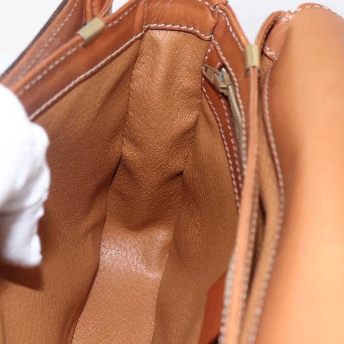 CELINE Macadam Canvas Shoulder Bag PVC Leather Brown Gold Auth LNZ062