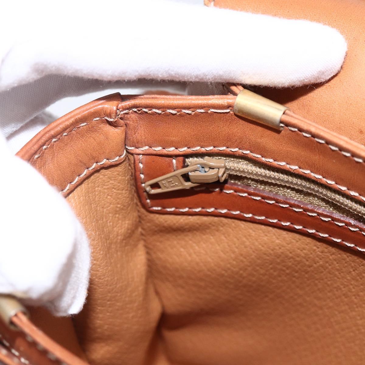 CELINE Macadam Canvas Shoulder Bag PVC Leather Brown Gold Auth LNZ062